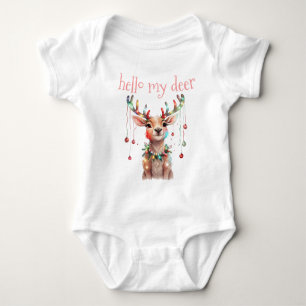 Hallo Deer Whimsy Reindeer und Weihnachtslicht Baby Strampler