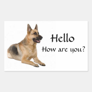 Hallo Deutsche Schäferhund-Welpen-Hunde-Gruß-Aufkl Rechteckiger Aufkleber