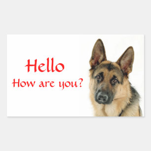 Hallo Deutsche Schäferhund-Welpen-Hunde-Gruß-Aufkl Rechteckiger Aufkleber