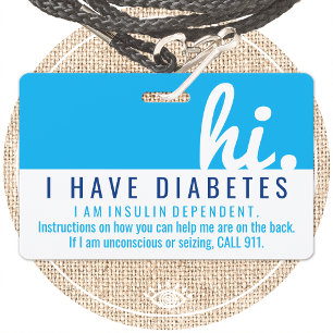 Hallo Diabetes-Notfall-ID PVC-Abzeichen Ausweis