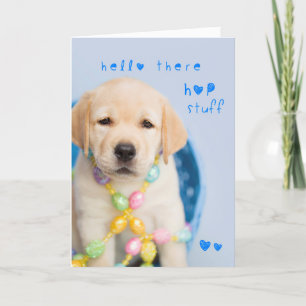 Hallo dort Hopfenstoff gelbe Labrador Welpe Feiertagskarte