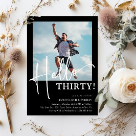 Hallo, DREI! Minimal 30. Geburtstag Party Einladung