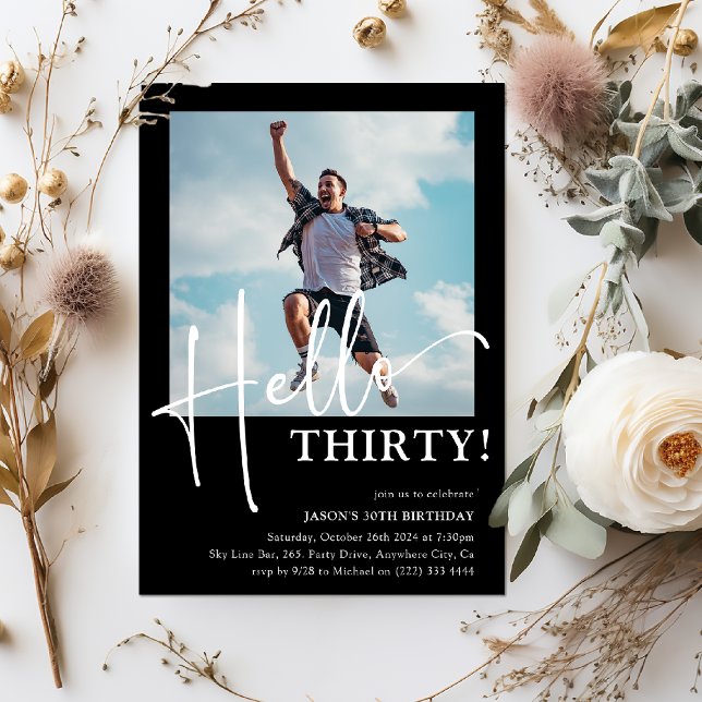 Hallo, DREI! Minimal 30. Geburtstag Party Einladung (Von Creator hochgeladen)