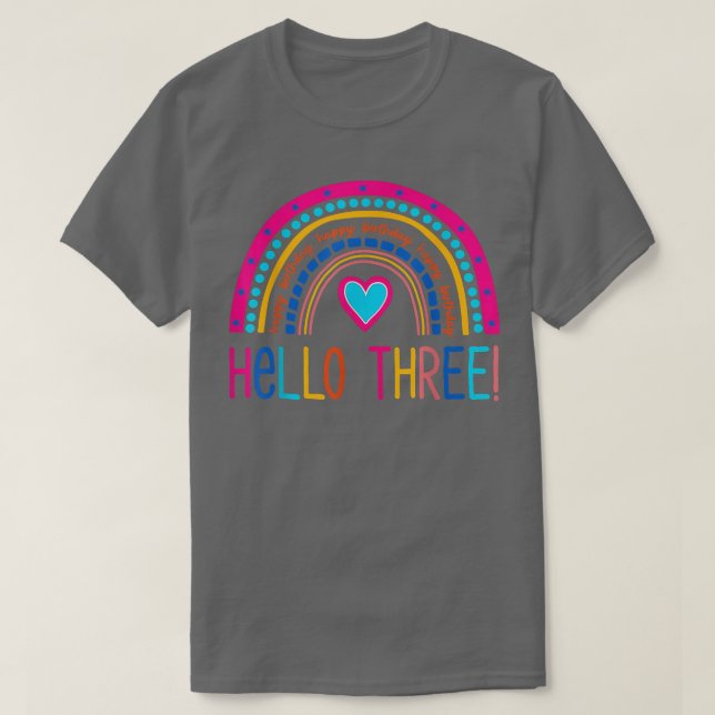 Hallo drei Regenbogen Ich bin 3 Jahre alt Geburtst T-Shirt (Design vorne)