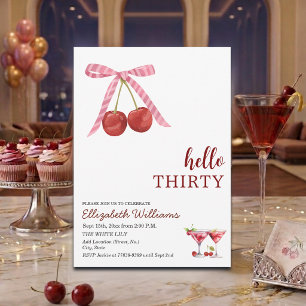 Hallo Dreißig Cherry Martini Geburtstagsfeier Einladung