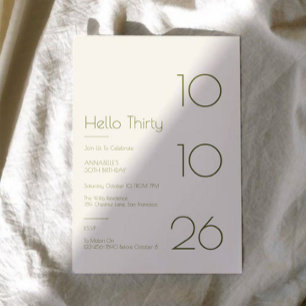 Hallo Dreißig Minimal Moderner 30. Geburtstag Einladung