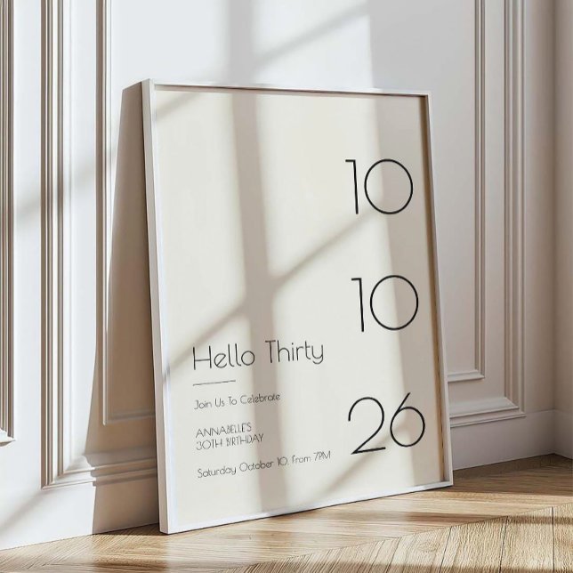 Hallo Dreißig Minimal Moderner 30. Geburtstag Poster (Von Creator hochgeladen)
