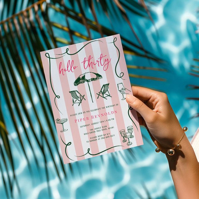 Hallo Dreißig | Moderne Pinke Schrift 30.  Einladung (Von Creator hochgeladen)