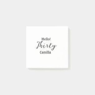 Hallo dreißigster Geburtstag Name einfach minimal  Post-it Klebezettel