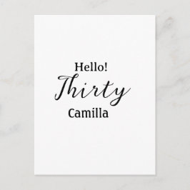 Hallo dreißigster Geburtstag Name einfach minimal  Postkarte