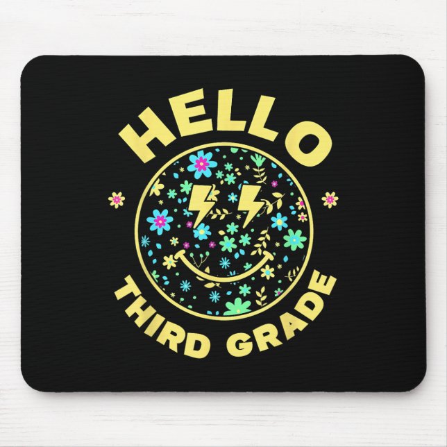 Hallo Dritte Klasse Glückliches Gesicht 3. Klasse  Mousepad (Vorne)