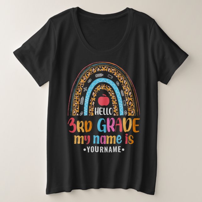 Hallo Dritte Klasse Mein Name ist...Zurück zu Schu Große Größe T-Shirt (Design vorne)