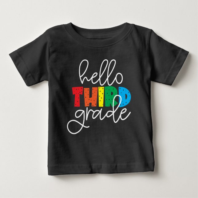 Hallo Dritte Klasse - Niedlich farbenfroh zurück z Baby T-shirt (Vorderseite)