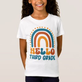 Hallo Dritte Klasse Retro Stil boho Regenbogen T-Shirt
