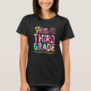 Hallo Dritte Klasse Tie Dye Erster Tag Cute Zurück T-Shirt