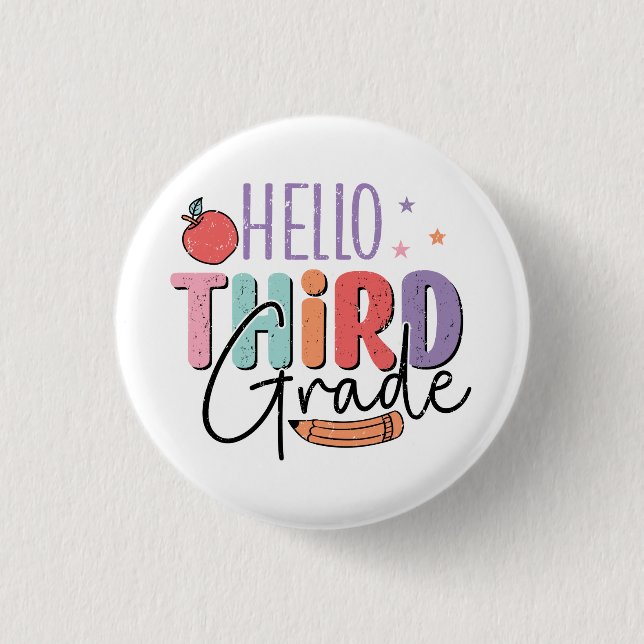 Hallo Dritte Klasse zurück in die Schule Button (Vorderseite)