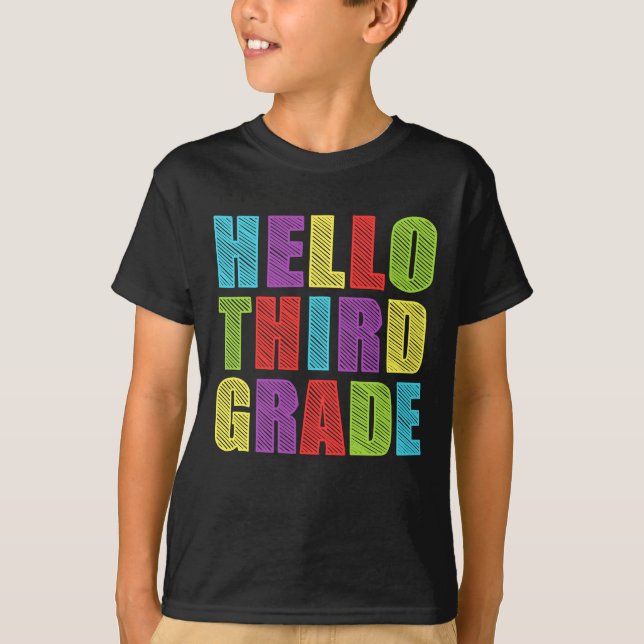 Hallo Dritter Grade Funny Zurück zur Schule T-Shirt (Vorderseite)