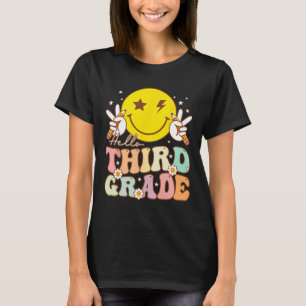 Hallo Dritter Grade Hippie Smile Face 3. Klasse zu T-Shirt