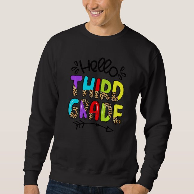 Hallo Dritter Leopard zurück zum Lehrer Sweatshirt (Vorderseite)
