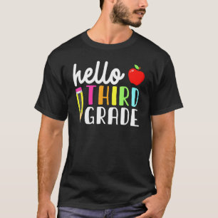 Hallo Drittes Team Kinder zurück zur Schule Unterr T-Shirt