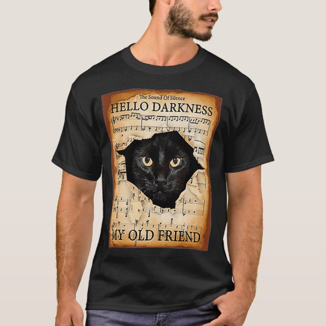 Hallo Dunkelheit meine alte Freundin Katze (2) T-Shirt (Vorderseite)