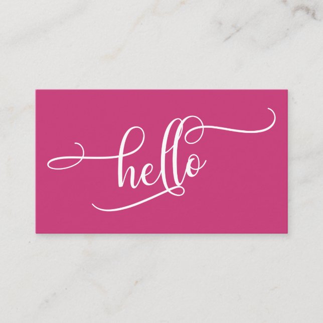 Hallo durchdachte Skript-Typografie über Magenta Visitenkarte (Vorderseite)