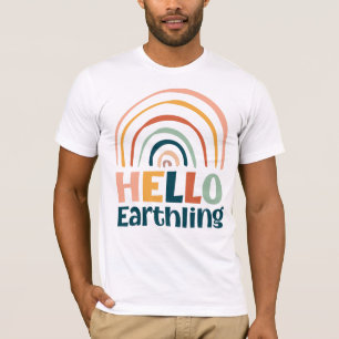 Hallo Earthfun Regenbogen Retro farbenfrohe boho T-Shirt