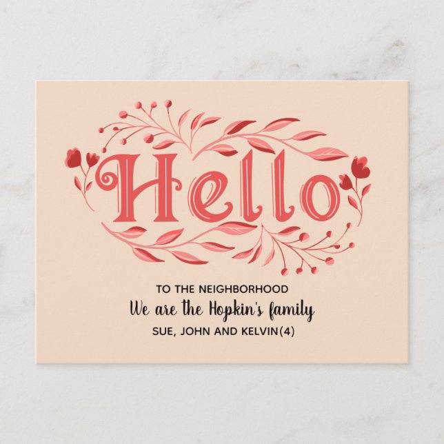 Hallo, Editable We are New to the Neighborhood Po Postkarte (Vorderseite)
