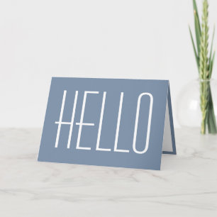 Hallo Einfache Typografie Minimalist Blau & Weiß Karte