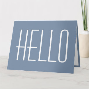 Hallo Einfache Typografie Minimalist Blau & Weiß Karte