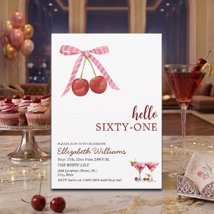 Hallo Einundsechzig Cherry Martini Geburtstagsfeie Einladung