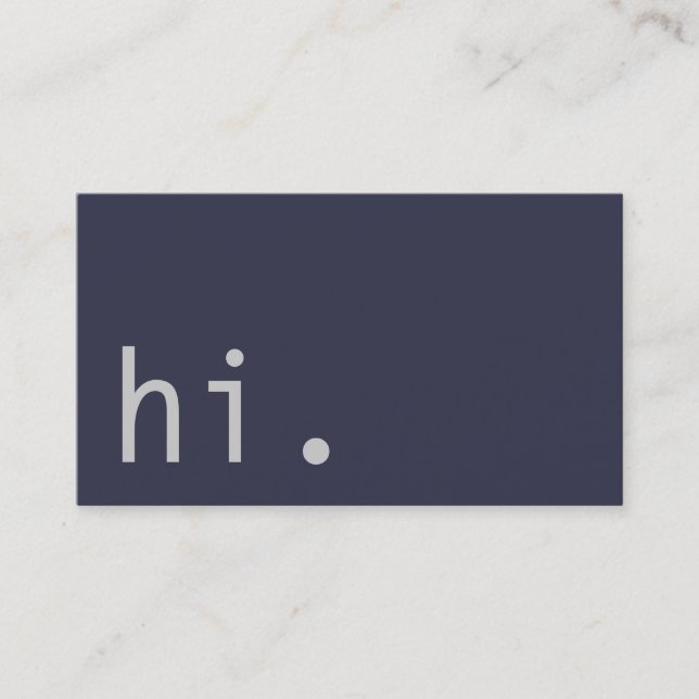 Hallo. Elegant Schlicht Blue Gray Trendy Hallo Visitenkarte (Vorderseite)