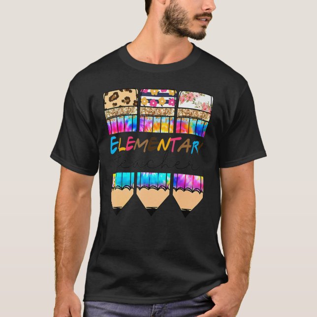 Hallo Elementary Leopard Gefärbte Krawatte Stift N T-Shirt (Vorderseite)