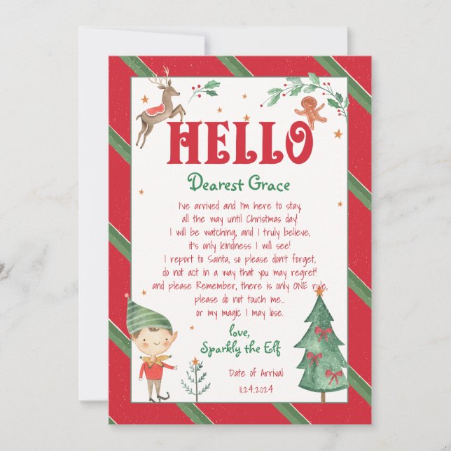 Hallo Elf Christmas Magical Elf Printable Einladung (Vorderseite)