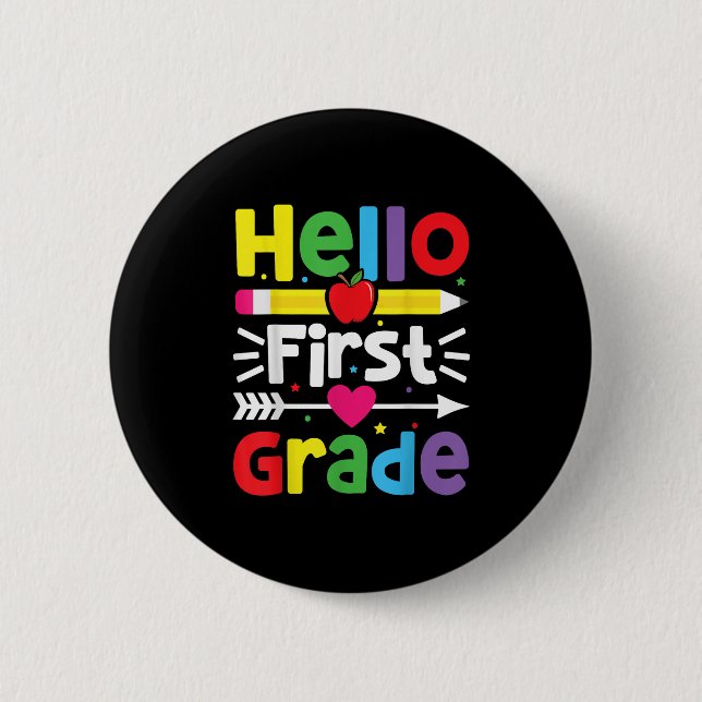 Hallo Erste Klasse 1 zurück zum Schullehrer Button (Vorderseite)