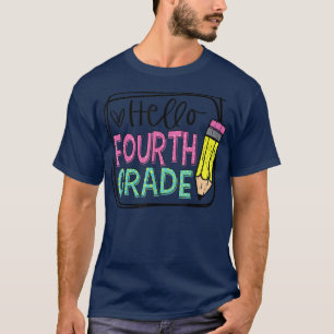Hallo Erste Klasse 4. Tag Stift; glücklicher erste T-Shirt