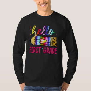 Hallo Erste Klasse Bleistift Tie Dye 1. Klasse Zur T-Shirt