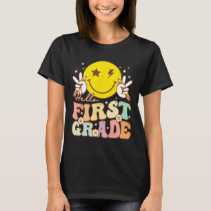 Hallo Erste Klasse Hippie Smile Face 1. Klasse Zur T-Shirt