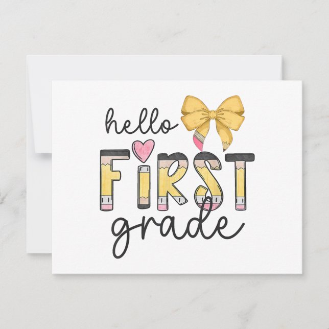 Hallo Erste Klasse Lehrer Coquette Stift Bow zurüc (Vorderseite)