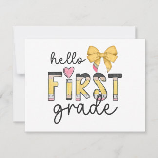 Hallo Erste Klasse Lehrer Coquette Stift Bow zurüc