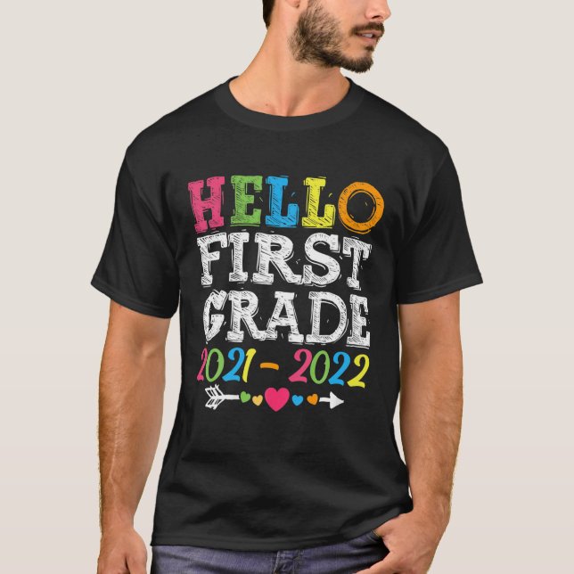 Hallo Erste Klasse Lehrer Lehrer Student 1St Back  T-Shirt (Vorderseite)