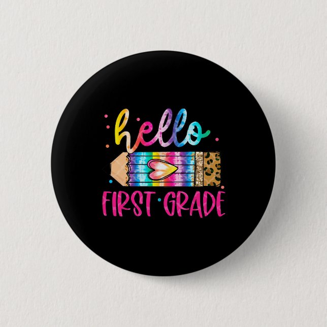 Hallo Erste Klasse Leopard Gefärbte Krawatte Stift Button (Vorderseite)