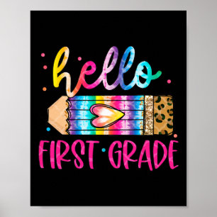 Hallo Erste Klasse Leopard Gefärbte Krawatte Stift Poster