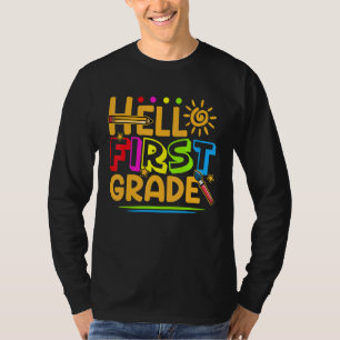 Hallo Erste Klasse Spaß 1. Klasse zurück zur Schul T-Shirt
