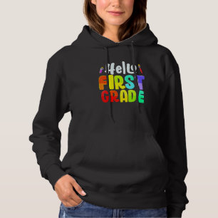 Hallo Erste Klasse Team 1. Klasse Lehrer zurück Hoodie