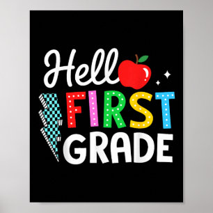 Hallo Erste Klasse Team zurück zum T-Shirt Lehrer Poster