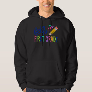 Hallo Erste Klasse Zurück zur Schule 1. Klasse Leh Hoodie
