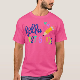Hallo Erste Klasse Zurück zur Schule 1. Klasse Leh T-Shirt