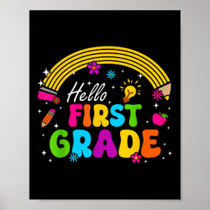 Hallo Erste Klasse Zurück zur Schule Erster Schult Poster