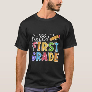 Hallo Erster 1. Klasse Lehrer Student erster Tag T-Shirt
